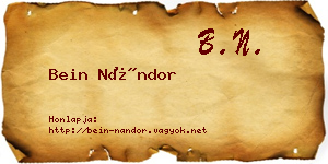 Bein Nándor névjegykártya